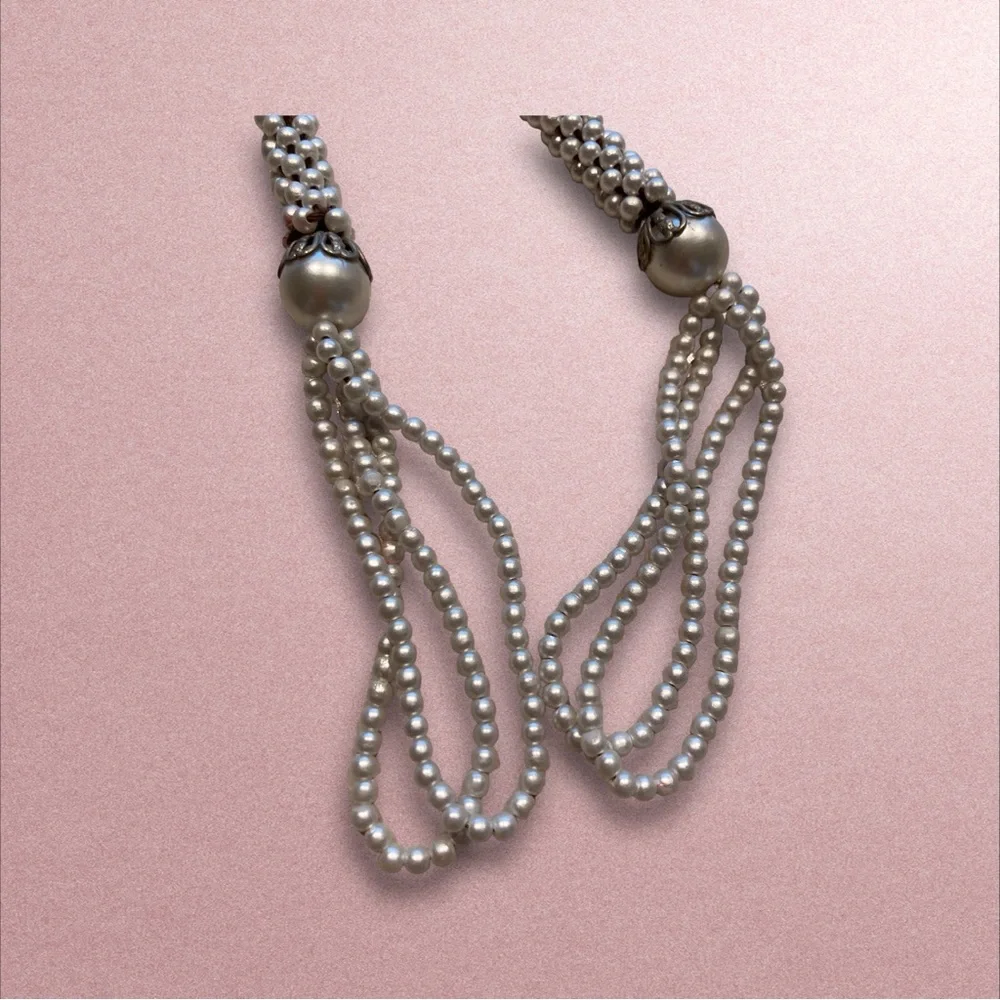 Faux Pearl White Seed Pearl Rope 57” long vintage